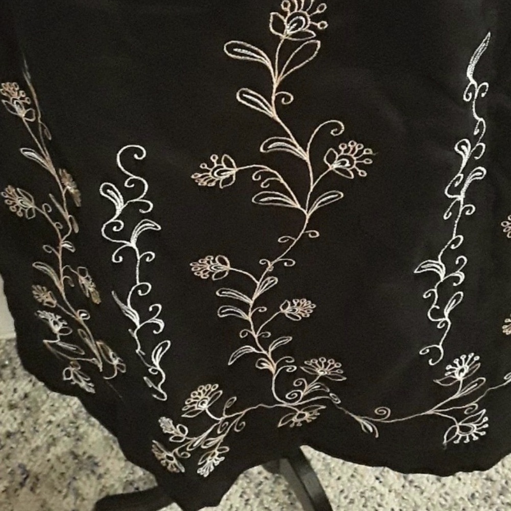 Willi Smith Black Midi Skirt with Tan Stitching - Picture 4 of 6